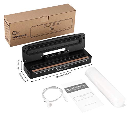 Uten Vacuum Sealer Machine, Automatic Food Sealer for Preservation with Air Suction Hose, Compact Design, Dry Moist Food Modes, Safety Certified, Led Indicator Lights - Black