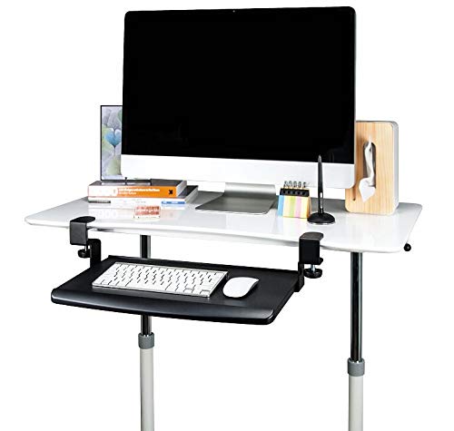 ErgoActive Under Desk Keyboard Tray with Clamp On Easy Installation, Fits Small Keyboard and Mouse, Office, Home, School, Gaming Keyboard Tray (Less Wide Tray)