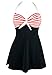 Cocoship Black & Red White Striped Vintage Sailor Pin Up Swimsuit One Piece Skirtini Cover Up Swimdress XXXL(FBA)