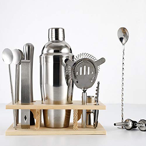 LTJX Cocktail Set, Cocktail Shaker Set, aus Edelstahl,9 Teiliges Barkeeper Set,mit Holzhalterun ect, 750 ml Cocktail…