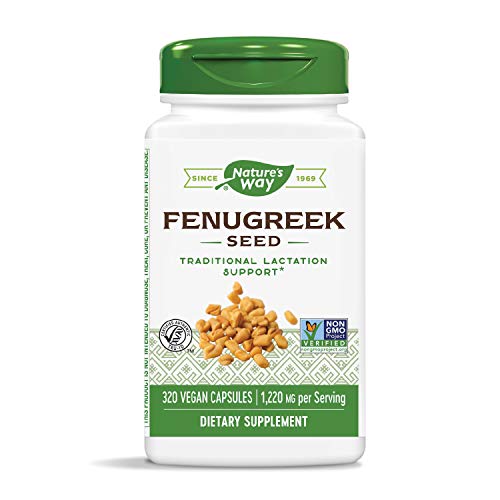 Nature's Way Fenugreek Seed Non-GMO Project Verified TRU-ID Certified Vegetarian;  320 Count (Best Fenugreek Capsules For Breast Milk)