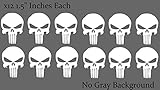Punisher Skull Car Window Helmet White Decal Stickers Pack Lot of 12 Decals