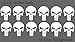 OwnTheAvenue Punisher Skull Car Window Helmet White Decal Stickers Pack Lot of 12 Decals