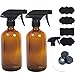 2 Empty Amber Spray Bottle(16oz Each) Glass Refillable Cosmetic Containers For Essential Oils,Liquid Cleaning Solutions,Mist Plants With Duty Multi-Role-Mist And Stream Settings Nozzle