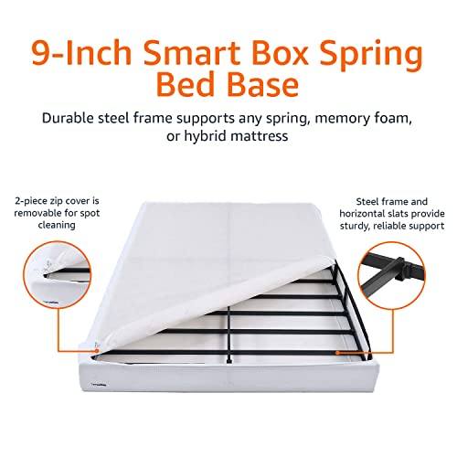 Amazon Basics Smart Box Spring Bed Base, 9 Inch Mattress Foundation