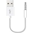 RUITEXUN USB to 3.5mm Jack Audio Adapter, 3.5mm Male AUX Audio Jack to USB Male Charge Cable Adapter Cord for iPod Shuffle, MP3 Player, Headphone, Speaker (White)