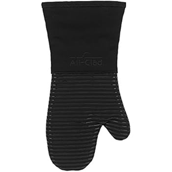 All-Clad Textiles Deluxe Heat and Stain Resistant Oven Mitt. Made of Silicone Treated Heavyweight 100-Percent Cotton Twill, Machine Washable, 14 x 6.5 Inches, Black