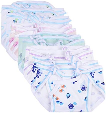 KidsDelight New Born Reusable Hosiery Cotton Diapers/Nappy 0-6 Months (Multicolour) - Pack of 12