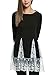 Zeagoo Womens Long Sleeve Floral Lace Splicing Loose Blouse Tops,Black,XL