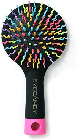 MAOYUAN Hot sale Hair Brush Comb with Mirror for Wet or Dry Hair – Detangling Brush for Kids &amp; Adults - No Tangle Brush two color choose (black)