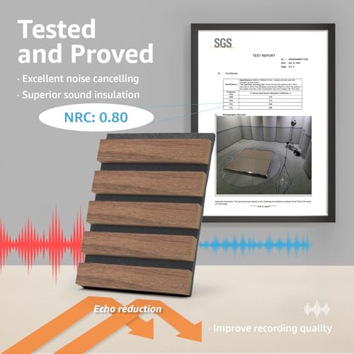 Clocell 2 Wood Slat Acoustic Panels for Wall and Ceiling - 3D Fluted Sound Absorbing Panel with Wood Finish 120 X 60