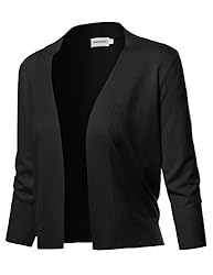 Solid Soft Stretch 3/4 Sleeve Layer Bolero Cardigan