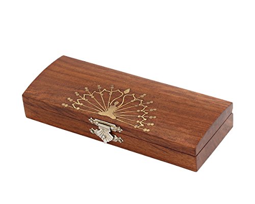 Acupressure Kit in a rosewood Wooden box with beautiful design inlaid in brass on it. The kit has 3 acupressure tools. 1. Probe Acupressure Brass Diagnostic Roller 2. Brass probe 3. Jimmy Ring - Thumbnail 7