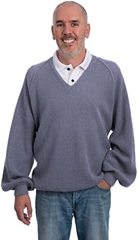 Alpaca Golf Men's V-Neck Retro-Pro Professional Pullover (L, Storm Blue)