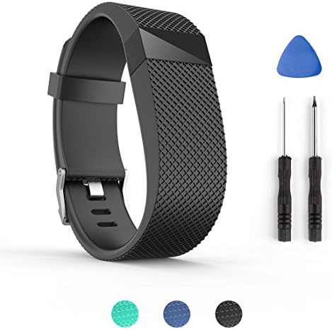 Bands For Fitbit Charge HR,Topopo Replacement Strap Bands withTools for Fitbit Charge HR Activity Fitness Tracker (Black Band-L)