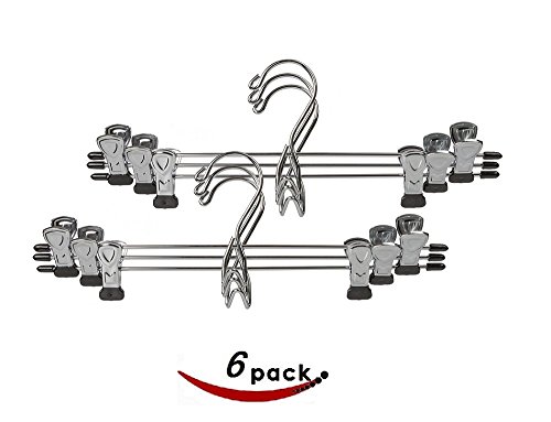 1InTheHome Chrome Add-On Skirt Hanger, Slack Hanger, "Set of 6"