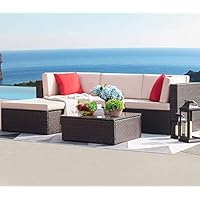Mua Homall 4 Pieces Outdoor Patio Furniture Sets Rattan Chair Wicker Conversation Sofa Set Outdoor Indoor Backyard Porch Garden Poolside Balcony Use Furniture Beige Tren Amazon Má»¹ Chinh Hang 2020 Fado