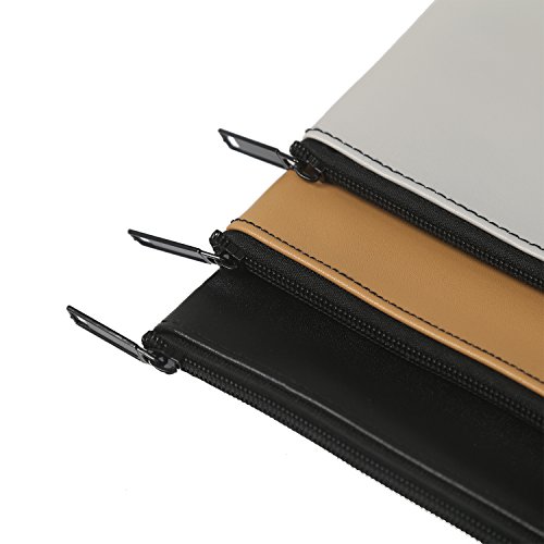 LUNASMILE Leatherette Securit Bank Deposit Bag/Check Wallet/Utility Zipper Coin Bag, 11 x 6 Inches Check Bag (Mix3)