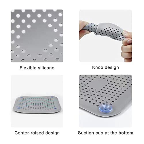 Silikon Abfluss Schutzfilter, Boden Abflusssieb, Abfluss Haarfänger 6er-Pack Reinigen für Badezimmer, Badewanne und Küche, Weiß und Grau