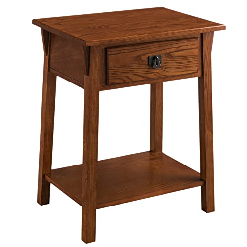 Leick Home Mission End Table, Solid Wood, 1 Storage Drawer, Bottom Display Shel…