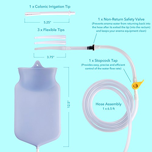 Premium Enema Silicone Enema Bag Kit. NonToxic. BPA and Phthalates