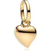 Doyafer Golden Love Pendant 925 Sterling Silver Charm Compatible with Women's Bracelet Necklace Pendant Gift for Friends Family