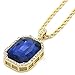 FOONEE Mens Gold Tone Iced Out Blue Ruby Octagon Pendant with 3mm 24