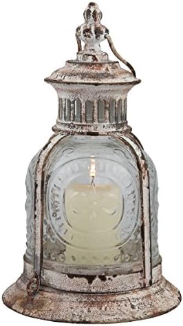 Stonebriar Vintage White Steel Candle Lantern, Ornament for Birthday Events, a Rustic Marriage ceremony Centerpiece, or Create a Enjoyable Spa Setting, for Indoor or Outside Use