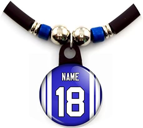 Indianapolis Football Jersey Pin back Button Necklace Personalized with Your Name and Number