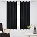 Deconovo Solid Grommet Top Curtains Blackout Curtains Thermal Insulated Light Blocking Curtains for Bedroom Black 52W x 63L Inch 1 Pair