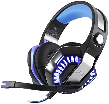 Wired GM-2 Gaming Headset Headphones with Microphone LED Light Stereo Surround Headphone for Computer Gamer Smartphones (Blue)