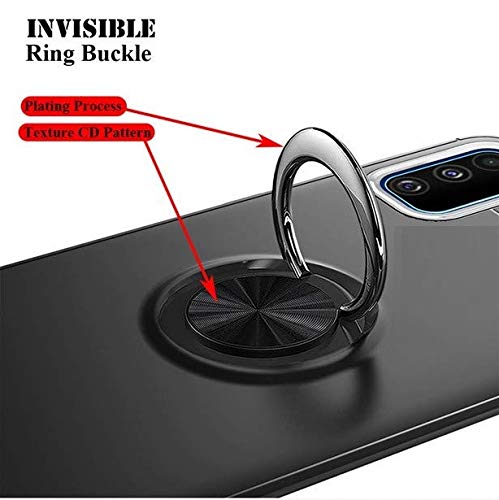 Designerz Hub® Samsung Galaxy A51 Sleek Rubberized Case with Chrome Plating Ring Stand Back Cover Case Designed for Sams