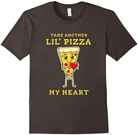Men's Take Another Lil' Pizza My Heart | Funny Pizza T-Shirt Large Asphalt