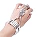 Coucoland 1920s Flapper Bracelet Ring Set Roaring 20s The Great Gatsby Austrian Crystals Imitation Pearl Bracelet Accessory (Silver) primary