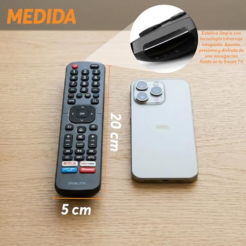 Archy Control Universal Remoto Compatible con Pantalla Hisense Smart TV con Botones de Acceso Rapido a Apps Netflix Prime Video Y mas Reemplazo Universal Fácil de Usar Alta Compatibilidad TV (HISTV)