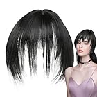 フレンチバングクリップ - ナチュラルヘアピースフリンジ、柔らかいうっすらとした前髪、軽量クリップオン |人毛エアバンアクセサリー女性のための簡単スタイリングクイックヘア変換デイリーファッションルックコンフォート