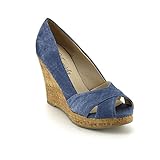 KISS & TELL NAEVA-02 Women's Open Peep Toe Wedge Pumps about half size large