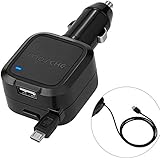 Car Charger, Mosche Retractable Micro USB Cable Car Charger Charges Quickly in the Car with 5.6A USB for Samsung Galaxy S6/ S6 Edge (Black).