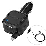 Car Charger, Mosche Retractable Micro USB Cable Car Charger Charges Quickly in the Car with 5.6A USB for Samsung Galaxy S6/ S6 Edge (Black)