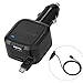 Car Charger, Mosche Retractable Micro USB Cable Car Charger Charges Quickly in the Car with 5.6A USB for Samsung Galaxy S6/ S6 Edge (Black).