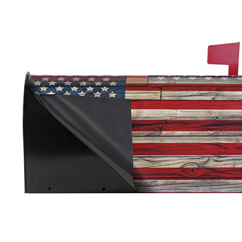 Naanle Patriotic American Flag Magnetic Mailbox Cover, 4th of July Star and Stripe Mailbox Wrap Home Decorative for Standard Size 20.8"(L) x 18"(W)