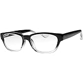 KRT Distributions Clear Glass Reading Glasses - Real Glass Lenses - Stylish Acetate Frame - Magnification +0.25 to +3.00