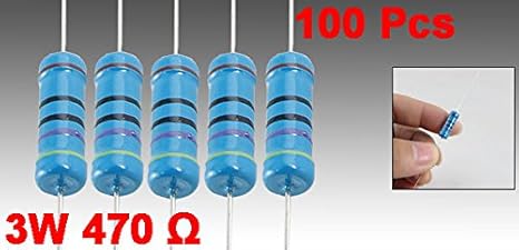 Uxcell A11101900ux0174 100 X 470 Ohm 3w 1 Five Color Bands Metal Film Resistors Amazon Com Industrial Scientific