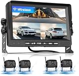CAMECHO Wireless RV Backup Camera 4 Split Screen 7" Monitor DVR Night Vision view 8