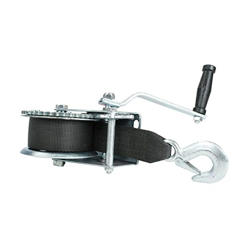 Fekuar Hand Winch with Hook & 20' Strap Hand Crank Use on Manual Trailer Boat Pull Tow (1500lbs) - Image 2