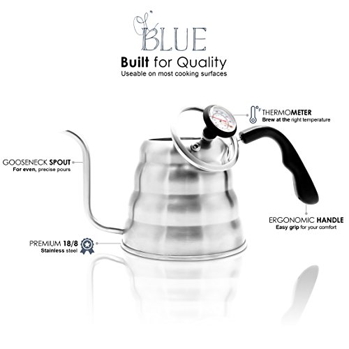 image for Ol' Blue Ol’ Blue Pour Over Coffee Kettle - Built-in Thermometer - G