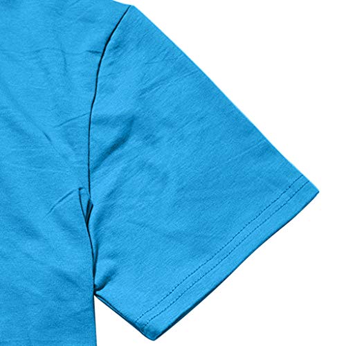TIFENNY Women's Fashionable Loose American Flag Short-Sleeved Printed T-Shirt Top Blouse American Independence Day Shirt Sky Blue - Thumbnail 3