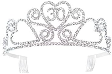 Crystal Tiara Birthday Crown 30th Birthday Gift Princess Crown Hair Accessories Silver