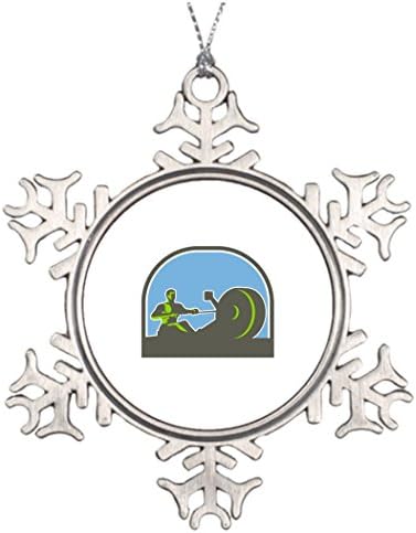 Carolor Personalised Christmas Tree Decoration Rower Rowing Machine Half Circle Retro Christmas Balls Snowflake Ornaments