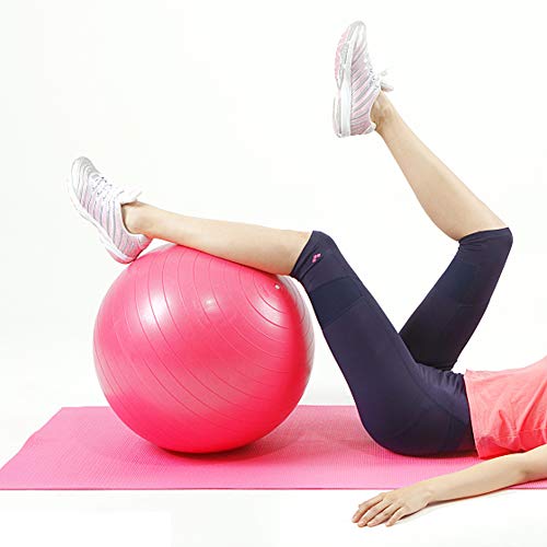 Fourheart Exercise Ball,Anti-Burst Slip-Resistant Extra Thick Balance Stability Yoga Ball(45-85cm),Supports 2000lbs with Quick Foot Pump,Perfect for Home Gym Core Strength Yoga Fitness (Pink, 45cm)